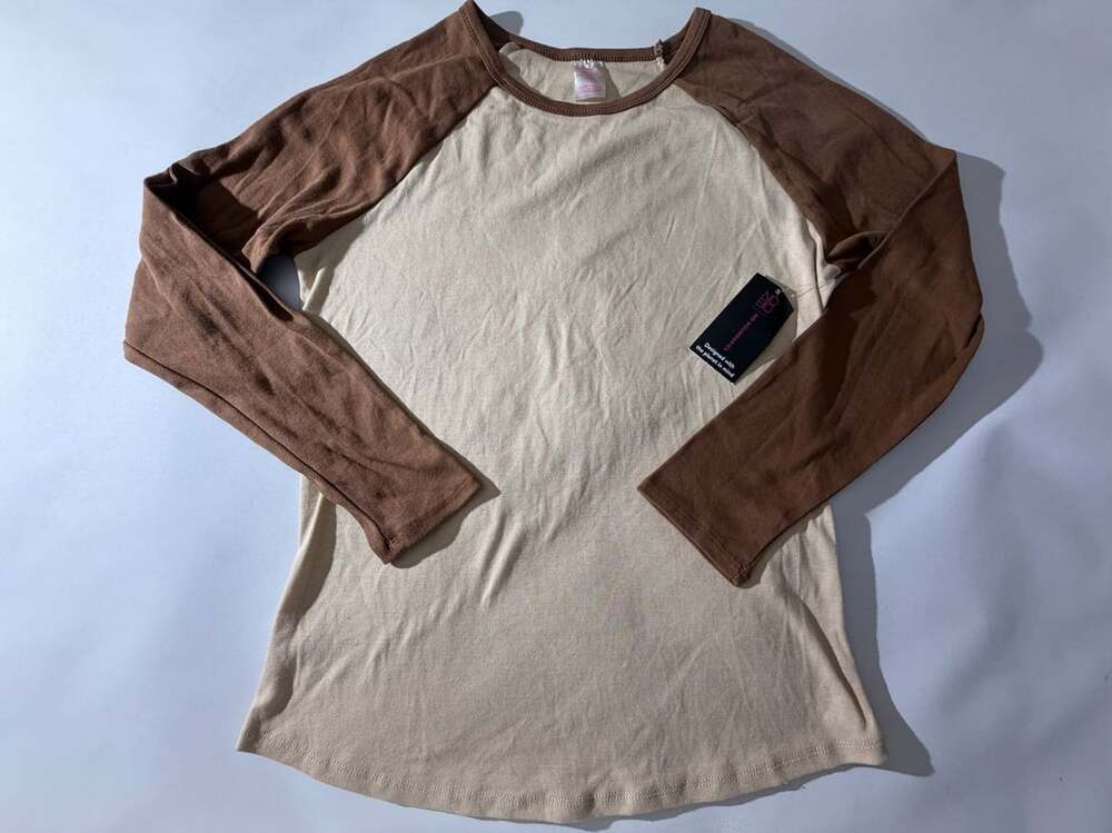 No Boundaries XXL 19 Brown Beige Raglan Long Sleeve Colorblock Tops NWT